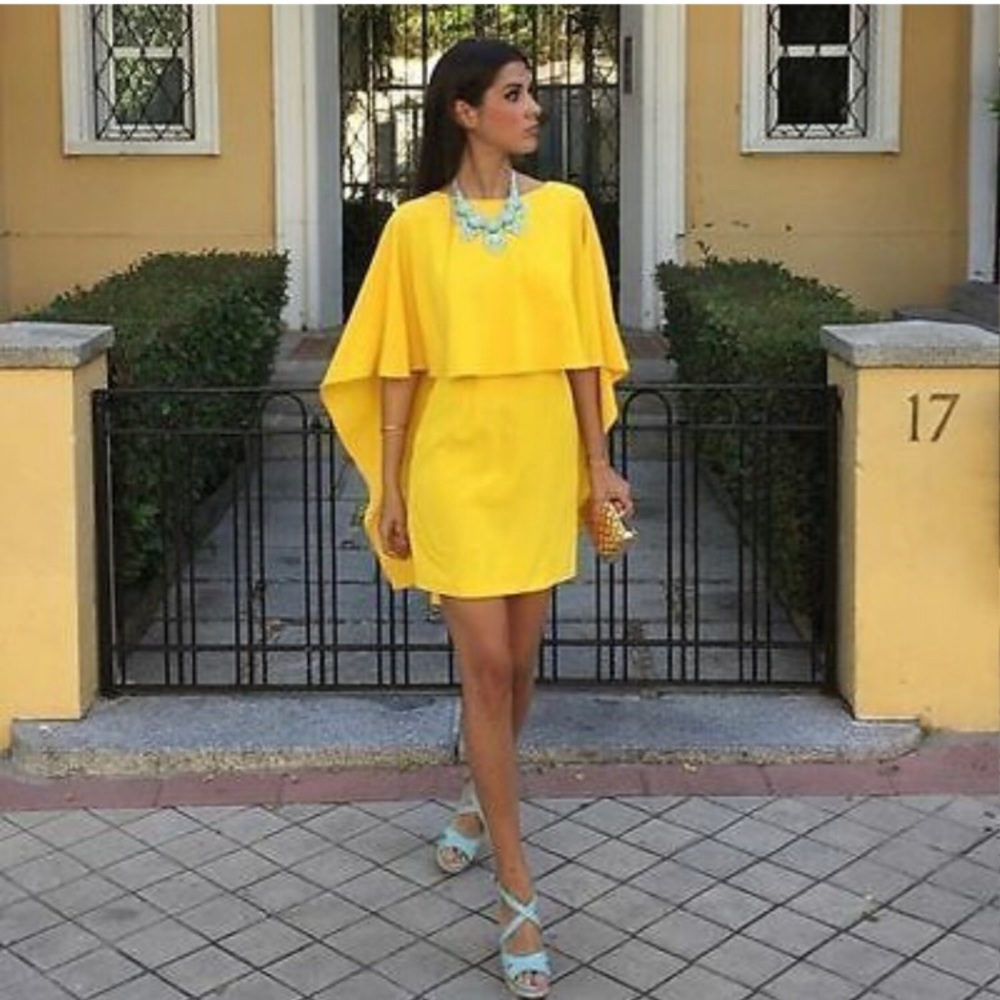 Zara - Yellow Batwing Layered Dress - Medium - Excellent Condition